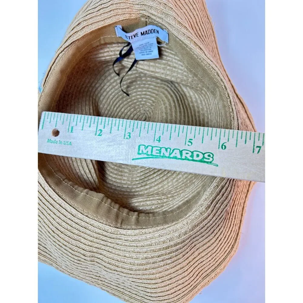 Steve Madden NWOT Women's Tan Sea Shell Embroidered Packable Sun Hat
